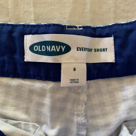 Old Navy Blue White Checkered Print Everyday Shorts Womens 8 - Picture 3 of 5